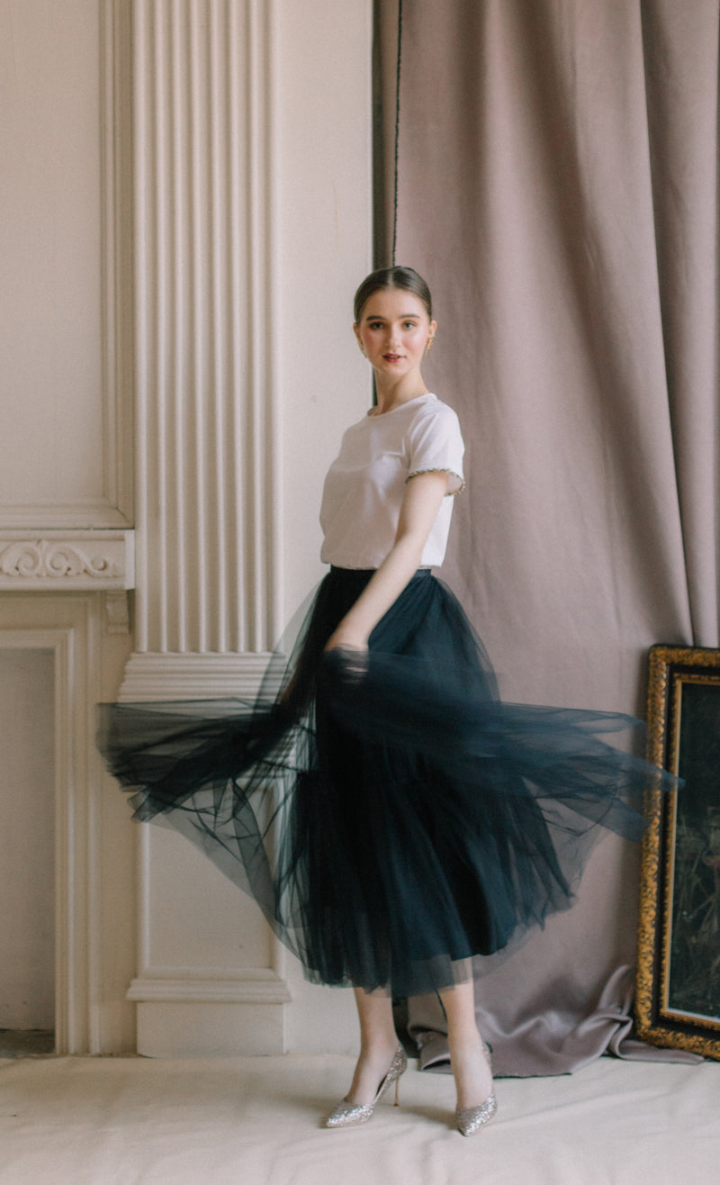 Black tulle dance skirt top